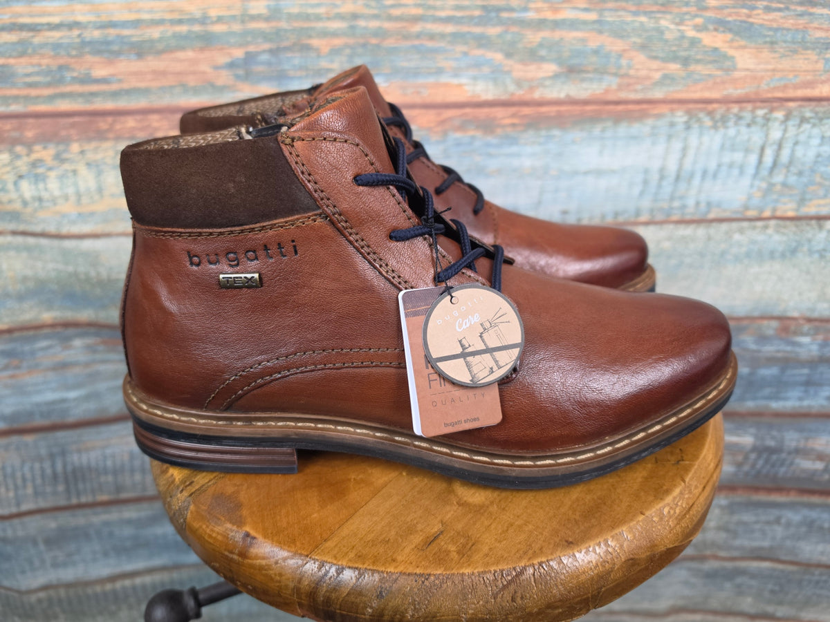Bugatti Winter Leather Lace-up Boots Rigalo Evo cognac