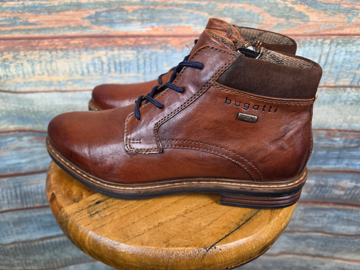 Bugatti Winter Leather Lace-up Boots Rigalo Evo cognac