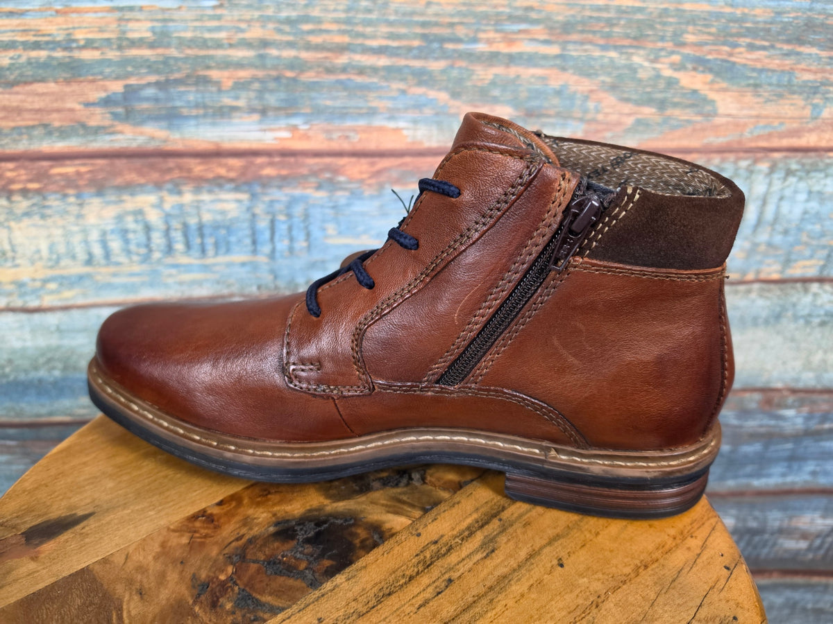Bugatti Winter Leather Lace-up Boots Rigalo Evo cognac