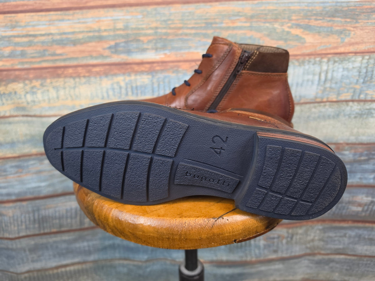 Bugatti Winter Leather Lace-up Boots Rigalo Evo cognac