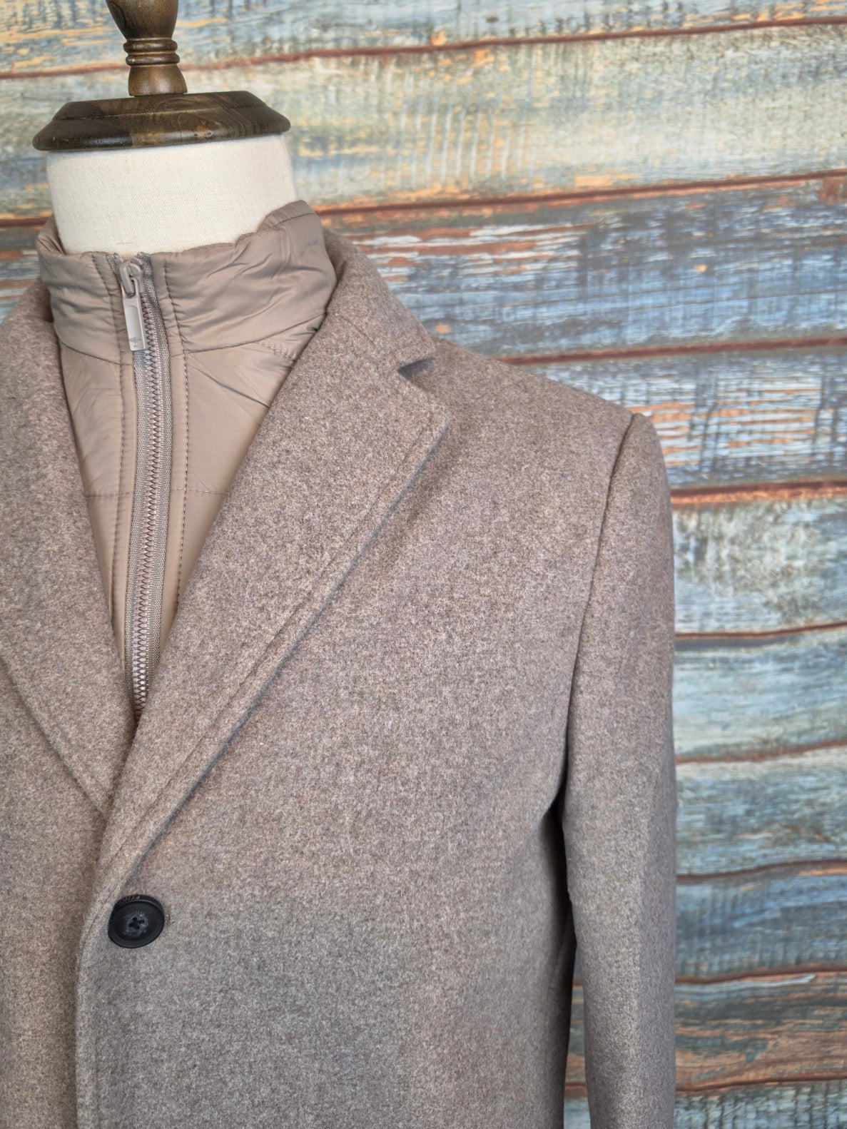 FYNCH-HATTON Taupe Wool Blend Overcoat
