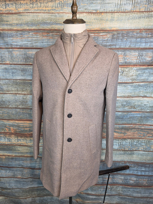 FYNCH-HATTON Taupe Wool Blend Overcoat