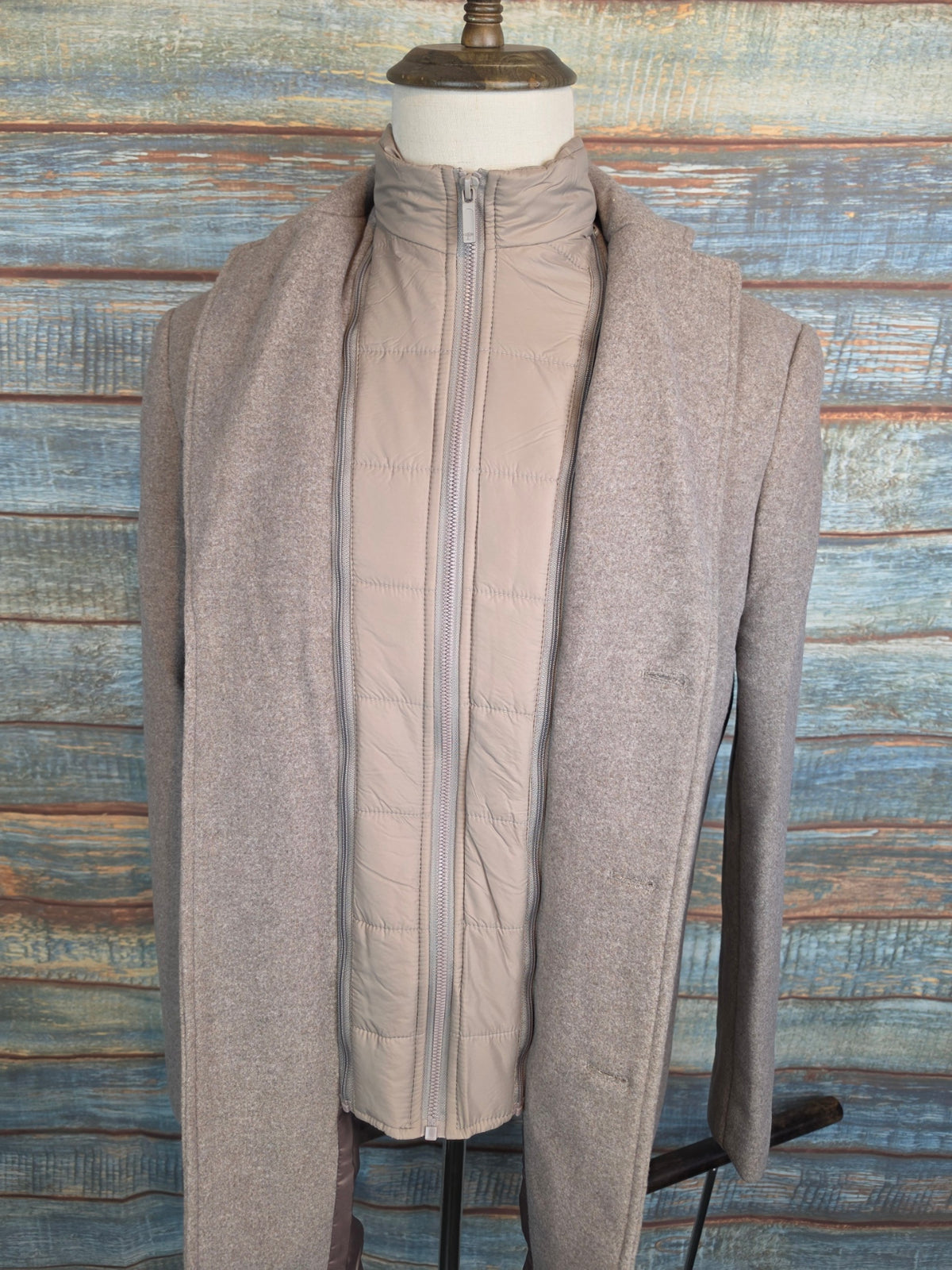 FYNCH-HATTON Taupe Wool Blend Overcoat