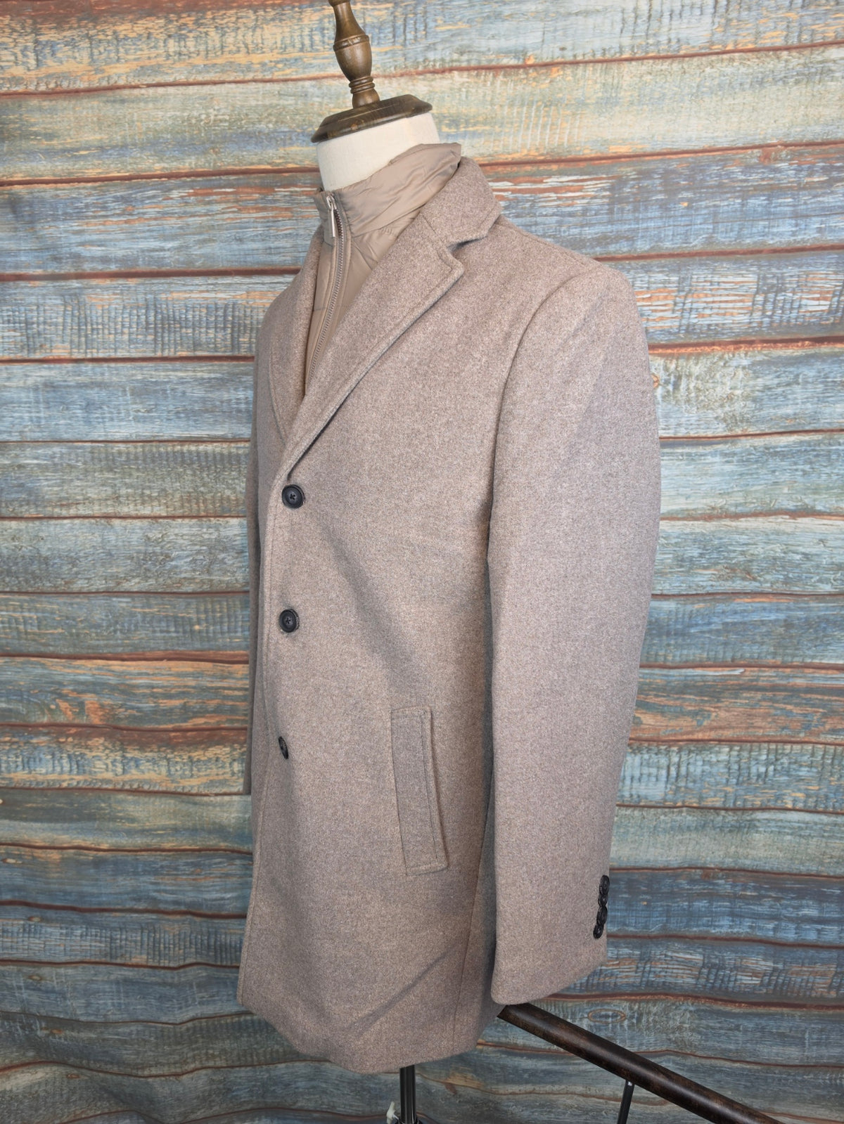 FYNCH-HATTON Taupe Wool Blend Overcoat