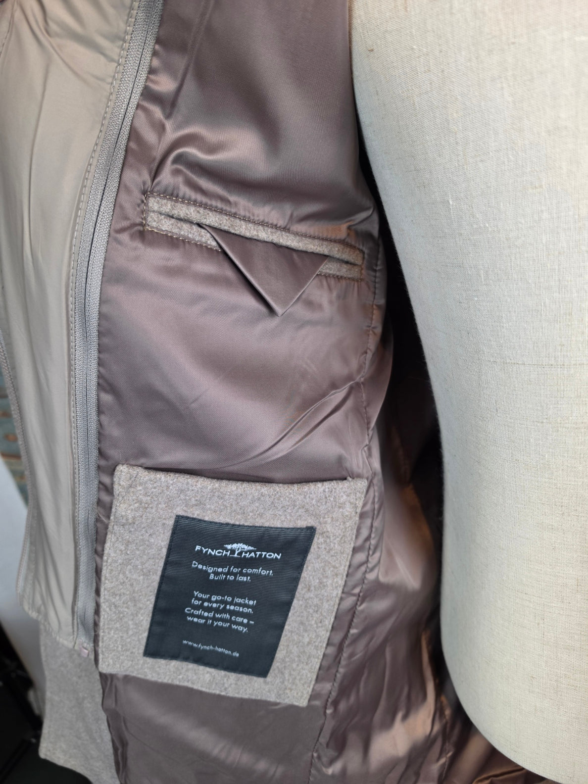 FYNCH-HATTON Taupe Wool Blend Overcoat