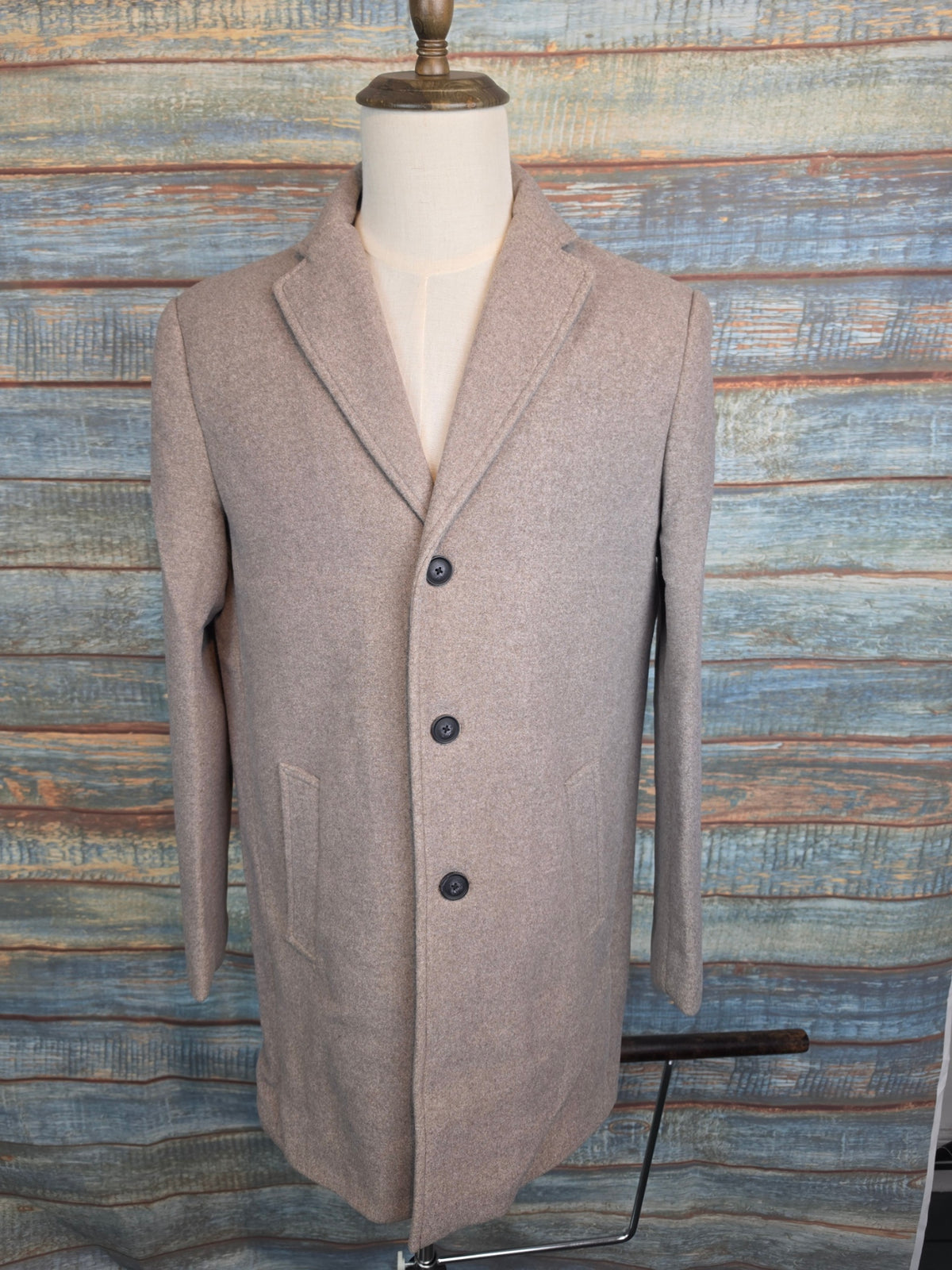 FYNCH-HATTON Taupe Wool Blend Overcoat