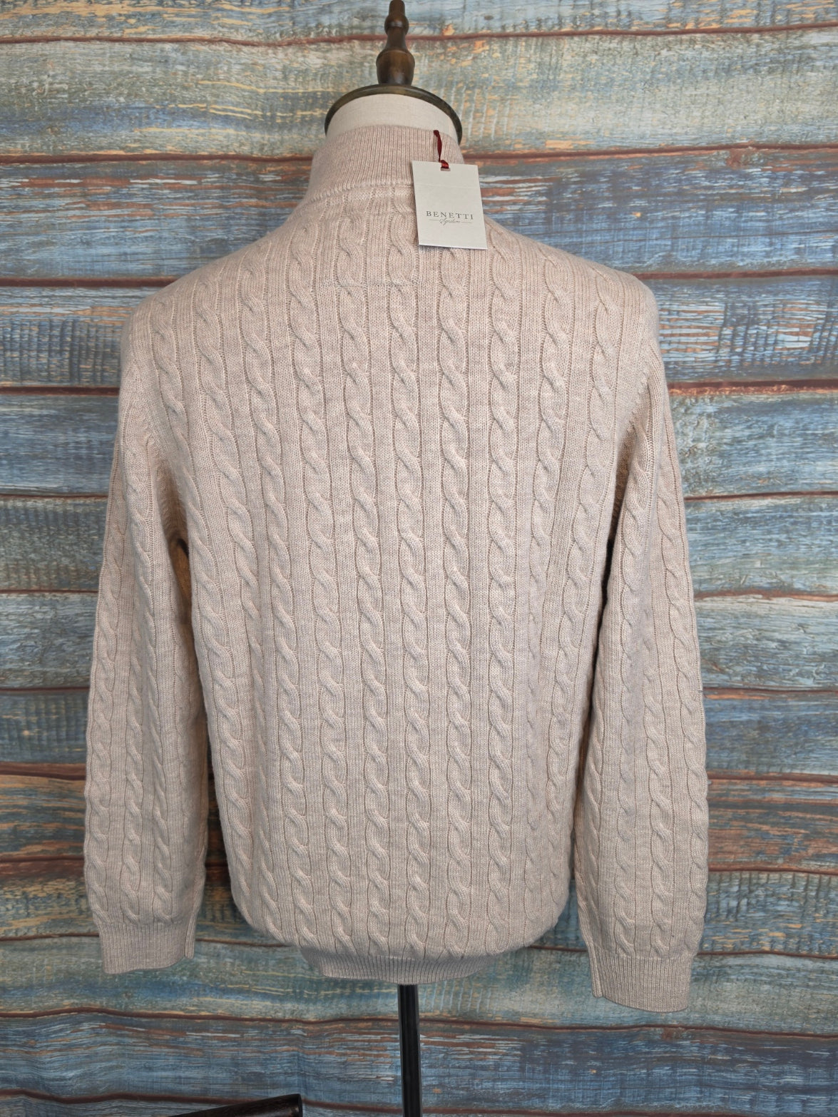 Benetti Half-zip Merino wool cable-knit jumpers