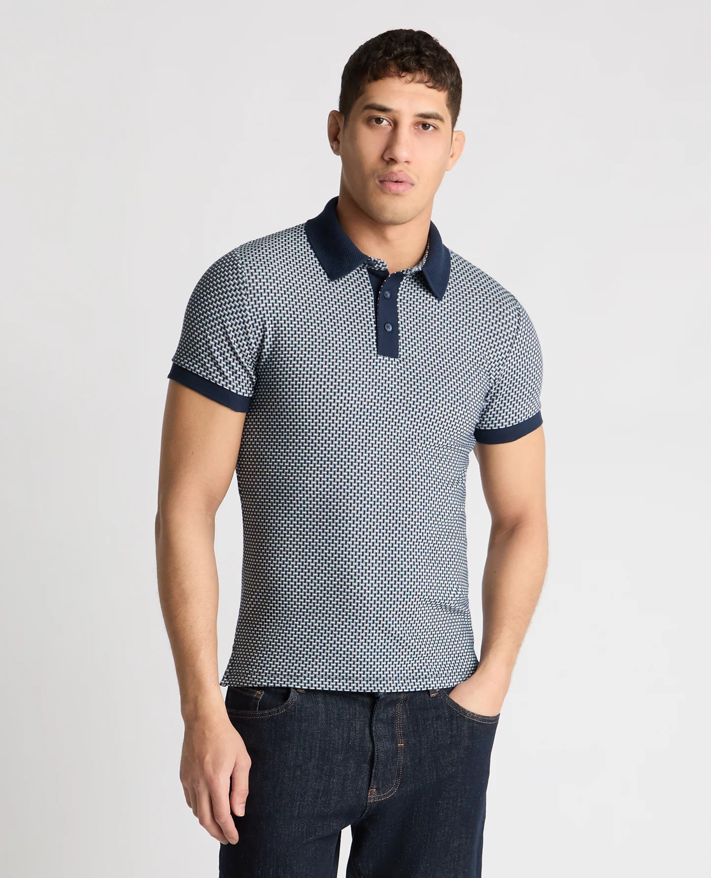 Remus Uomo Weave Design Stretch Polo Shirt