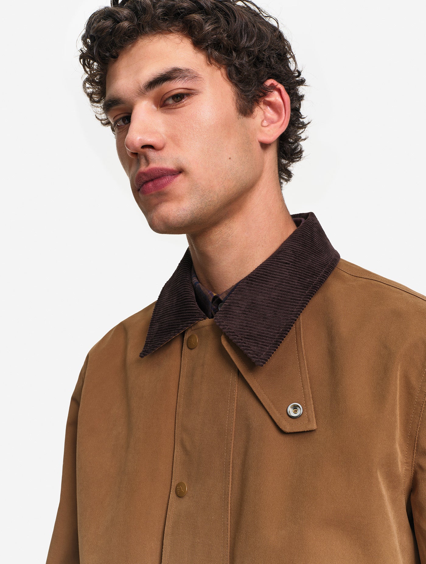 AIGLE Water-repellent coat with corduroy collar - Brown
