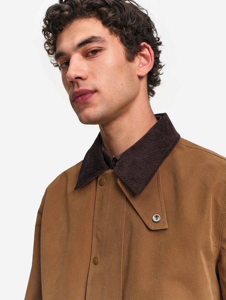 AIGLE Water-repellent coat with corduroy collar - Brown
