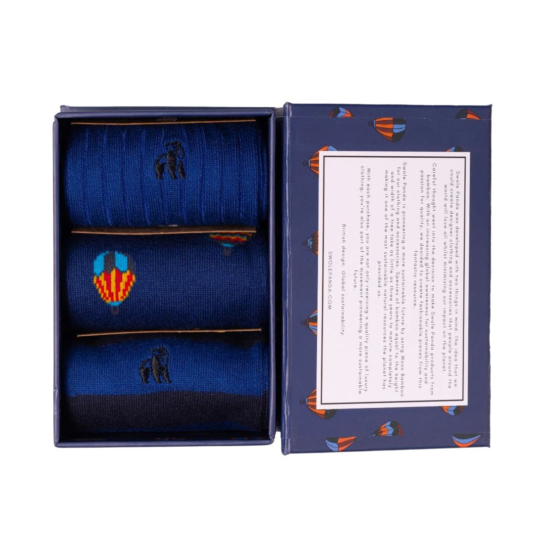 SWOLE PANDA Hot Air Balloon 3 pair Sock Box