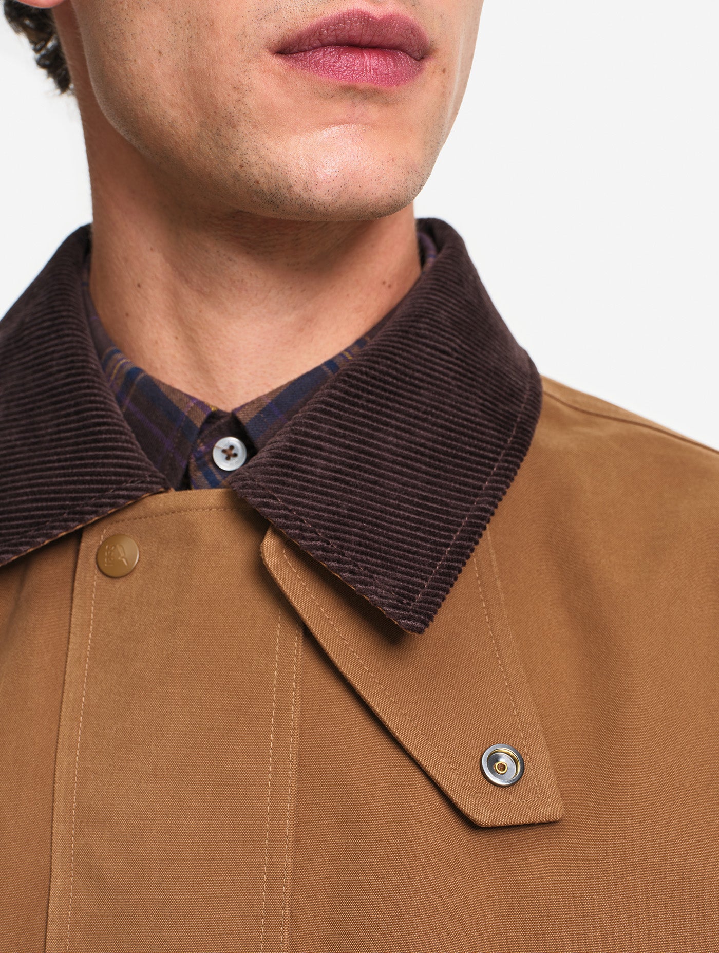 AIGLE Water-repellent coat with corduroy collar - Brown