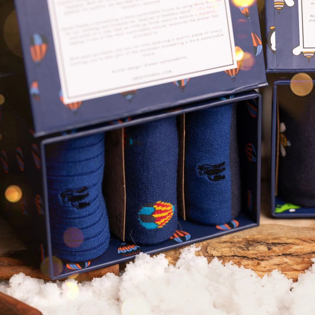 SWOLE PANDA Hot Air Balloon 3 pair Sock Box