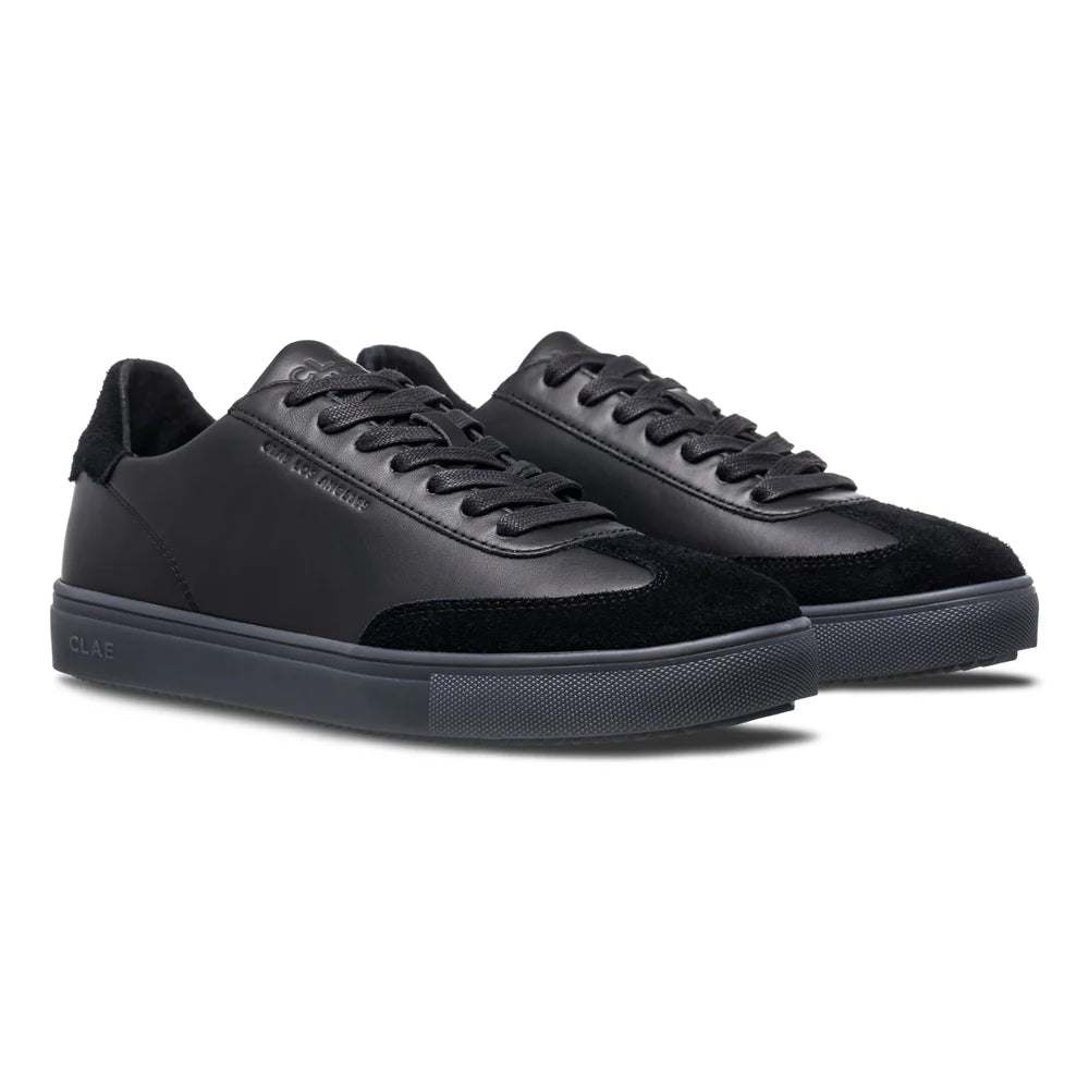CLAE DEANE Black Leather Clear Sneaker