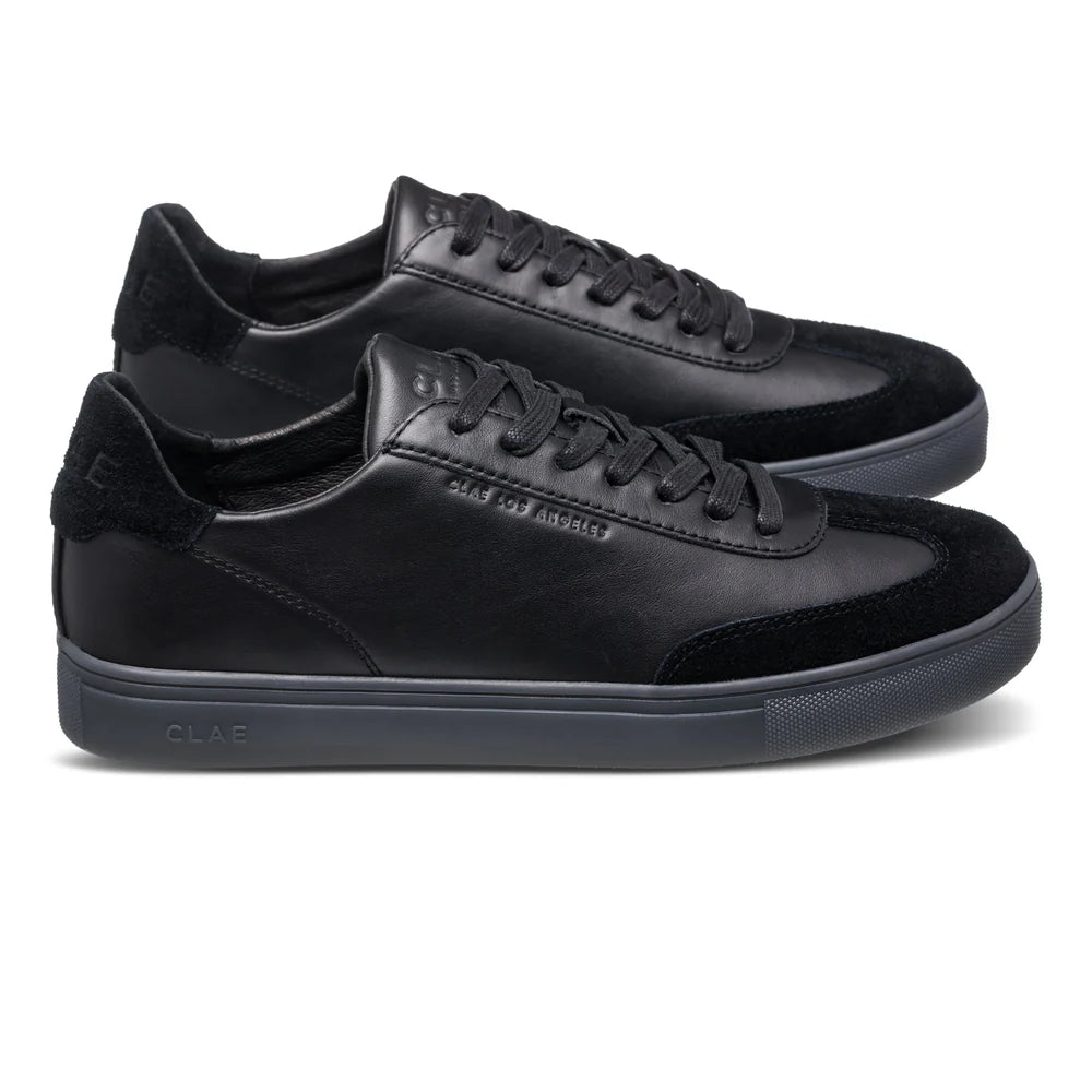 CLAE DEANE Black Leather Clear Sneaker