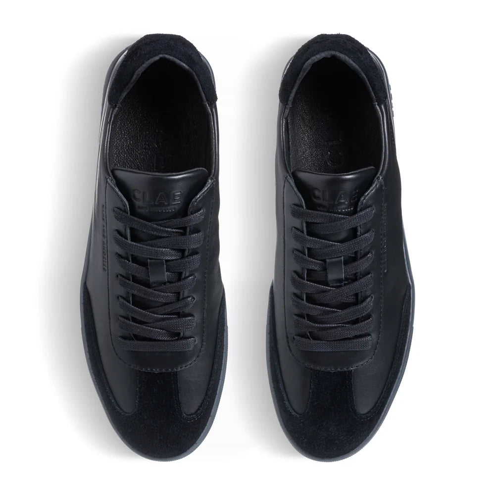 CLAE DEANE Black Leather Clear Sneaker