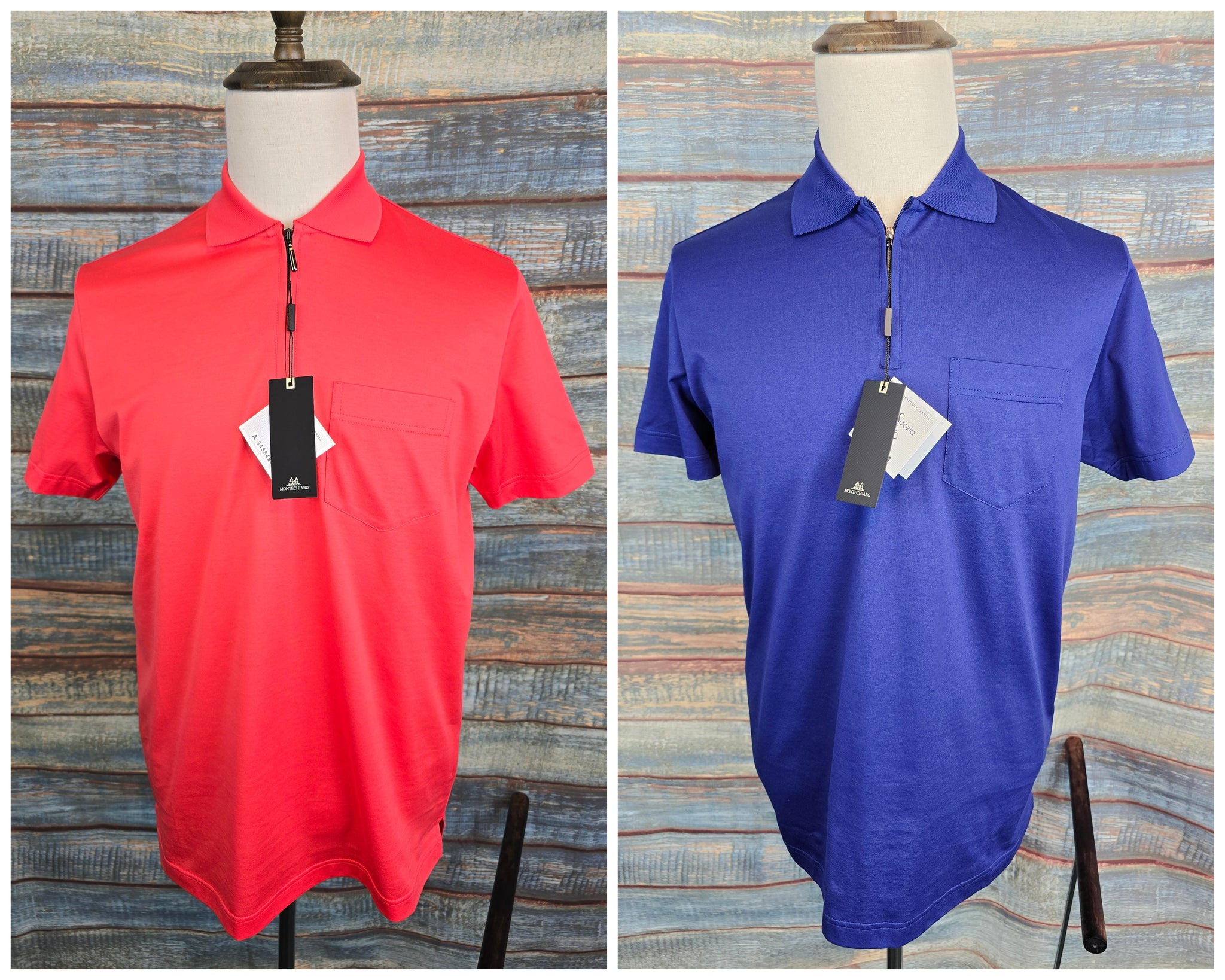 MONTECHIARO Mercerised Cotton 1/4 Zip Polo Shirt
