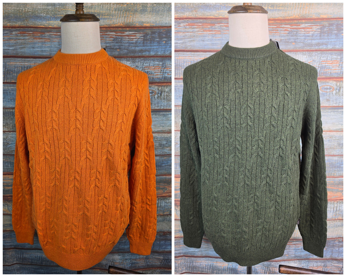 FYNCH-HATTON Cable Round Neck Cotton and Wool Jumpers