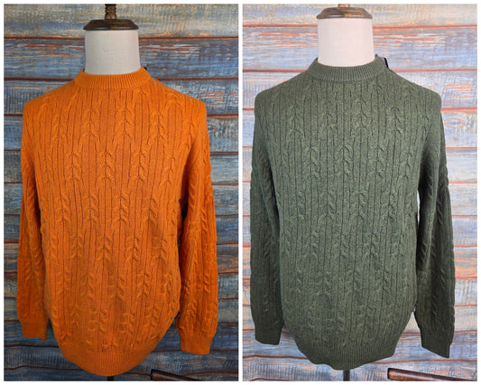 FYNCH-HATTON Cable Round Neck Cotton and Wool Jumpers