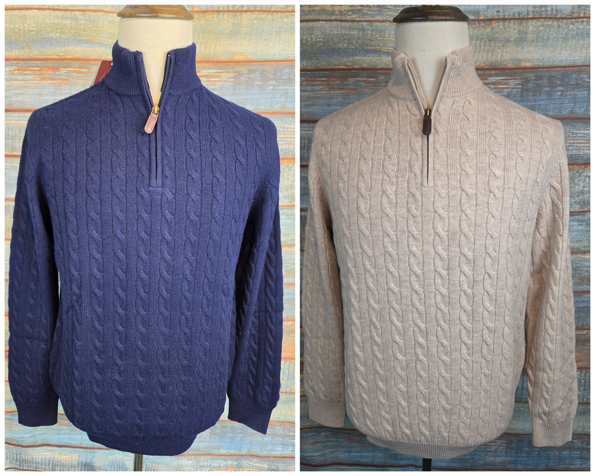 Benetti Half-zip Merino wool cable-knit jumpers