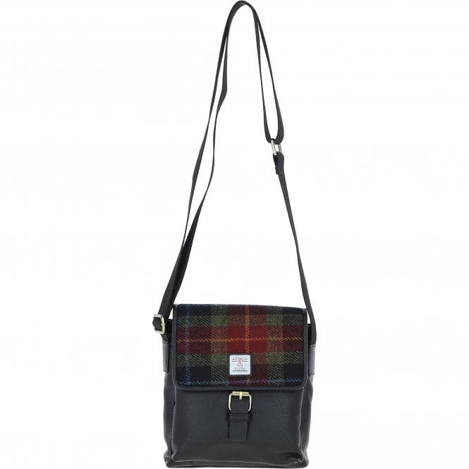 Ashwood Leather x Harris Tweed Bodybag Black/Green/Red