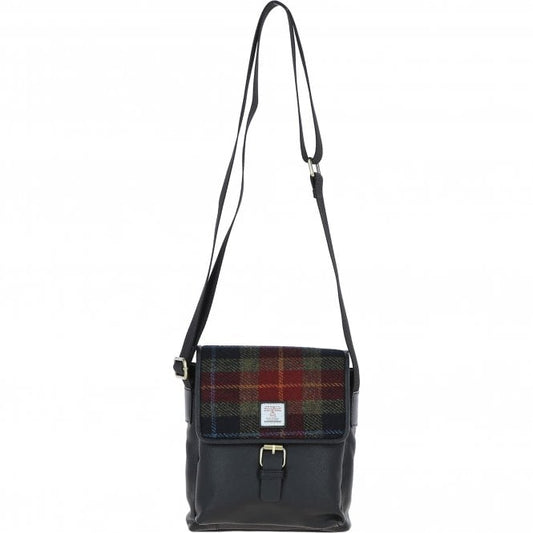 Ashwood Leather x Harris Tweed Bodybag Black/Green/Red