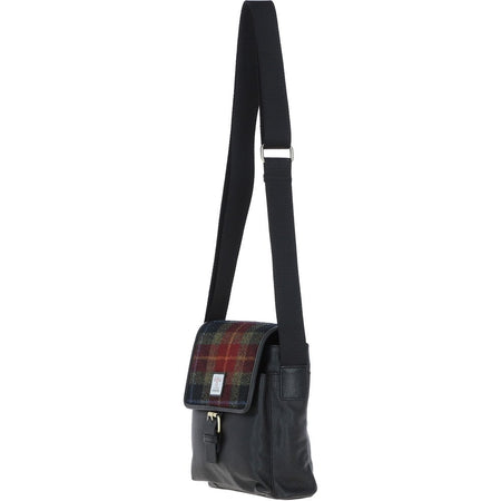 Ashwood Leather x Harris Tweed Bodybag Black/Green/Red