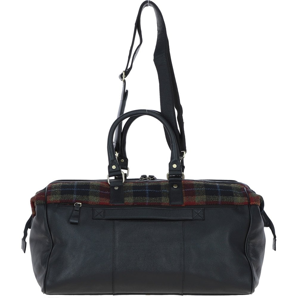 Ashwood Leather Harris Tweed Doctor Holdall Black/Green/Red