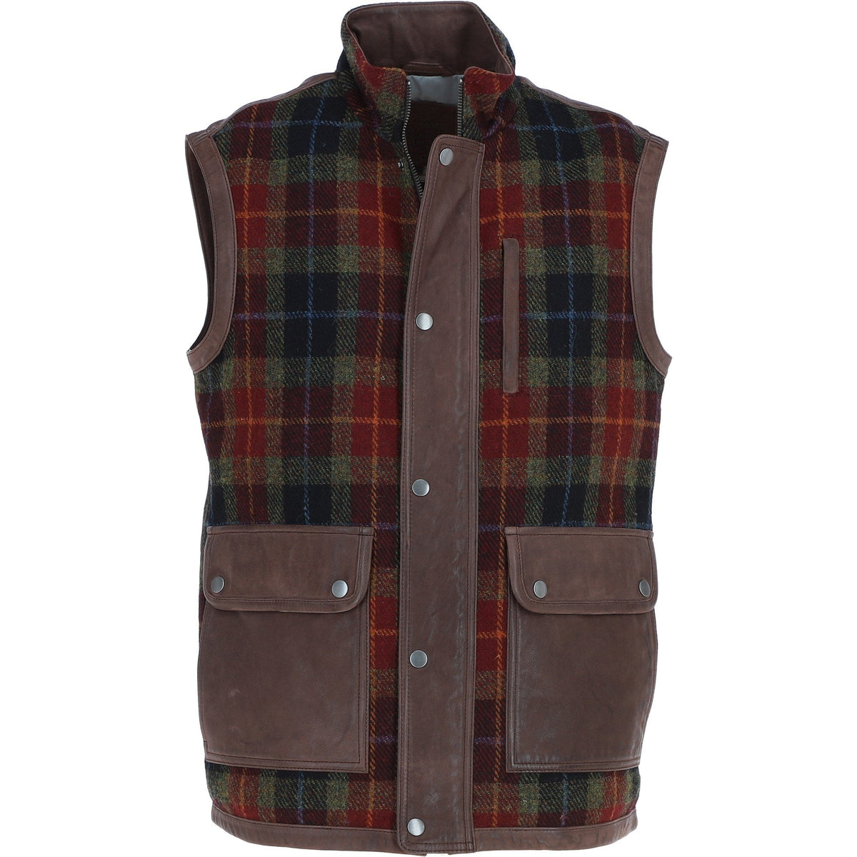 Ashwood Men's Leather and Harris Tweed Gilet