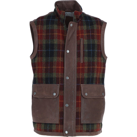 Ashwood Men's Leather and Harris Tweed Gilet