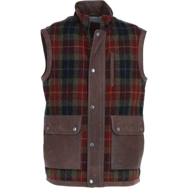Ashwood Men's Leather and Harris Tweed Gilet