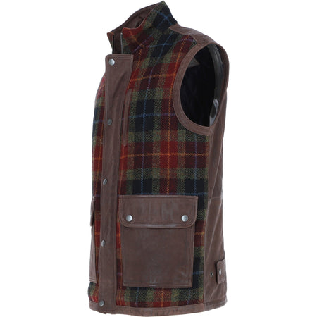 Ashwood Men's Leather and Harris Tweed Gilet