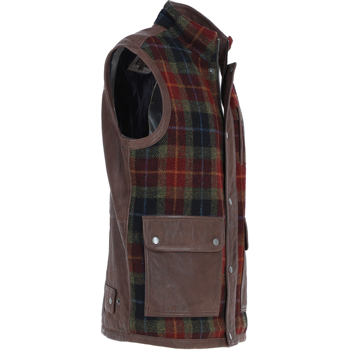 Ashwood Men's Leather and Harris Tweed Gilet