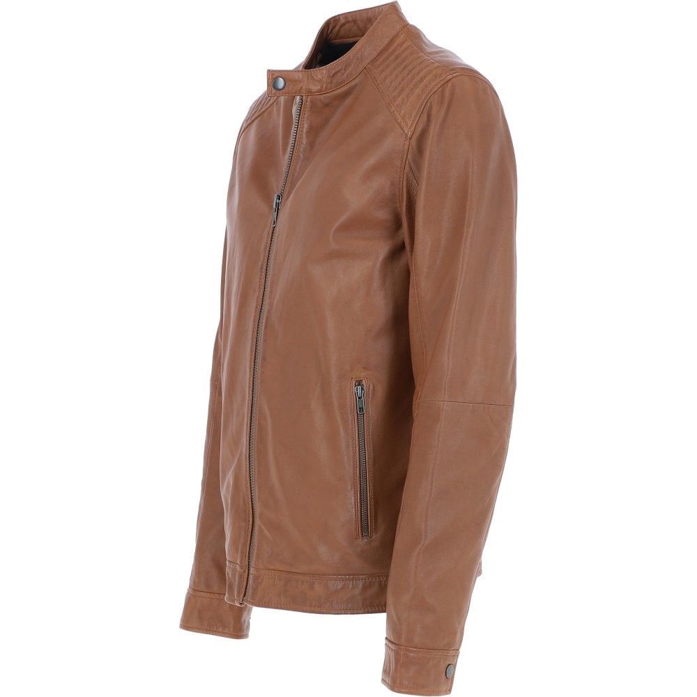 Ashwood Mens Tan Leather Biker Jacket