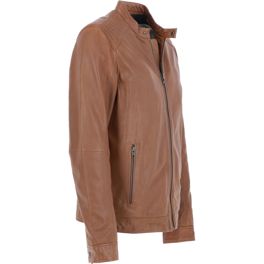 Ashwood Mens Tan Leather Biker Jacket