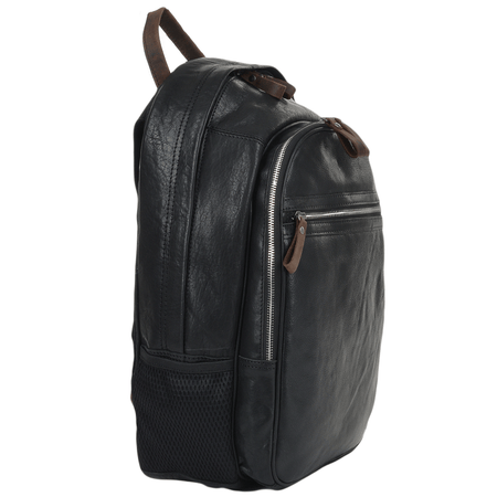 Unisex Leather Backpack Black / Mud : 4555