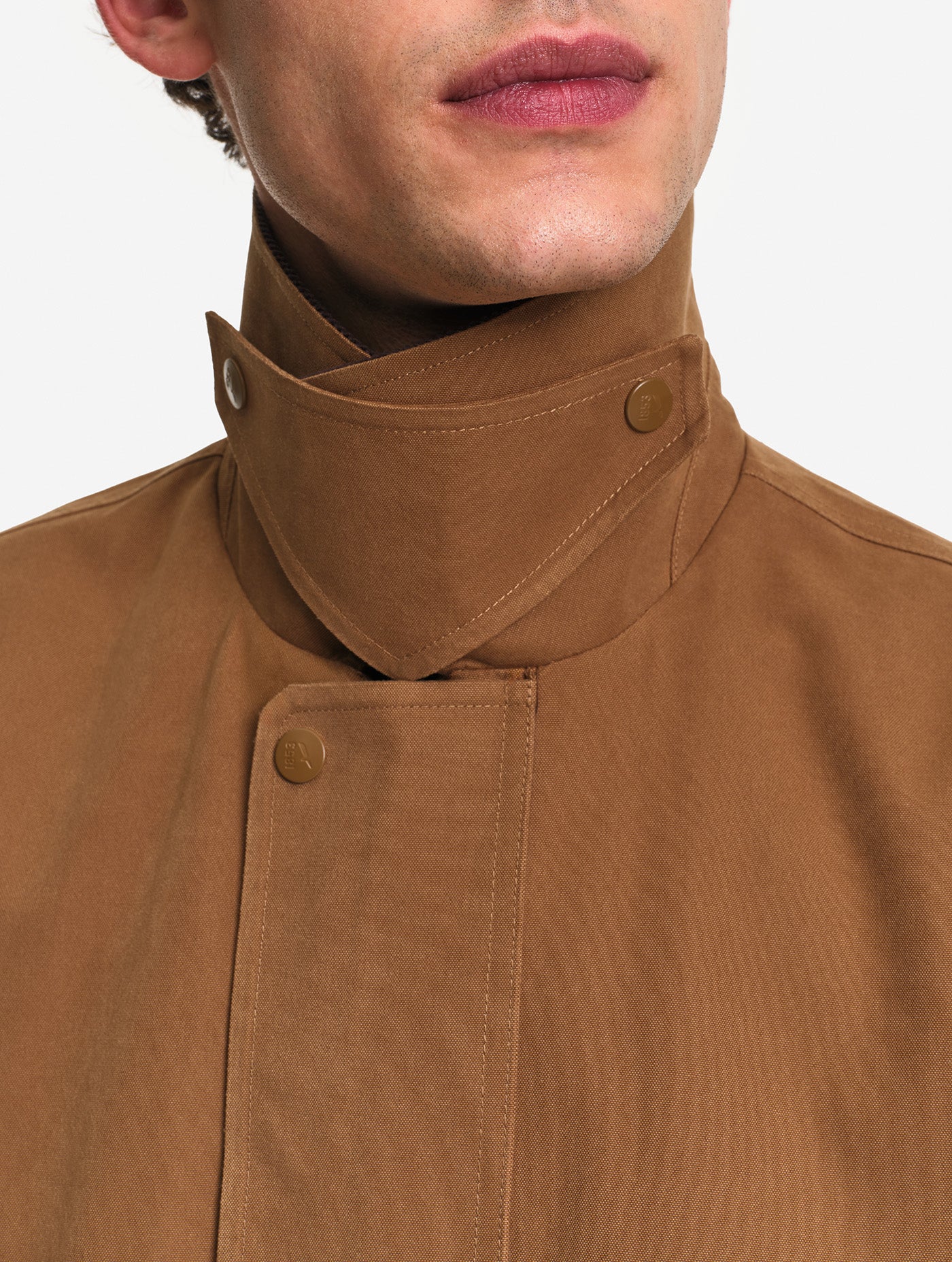 AIGLE Water-repellent coat with corduroy collar - Brown