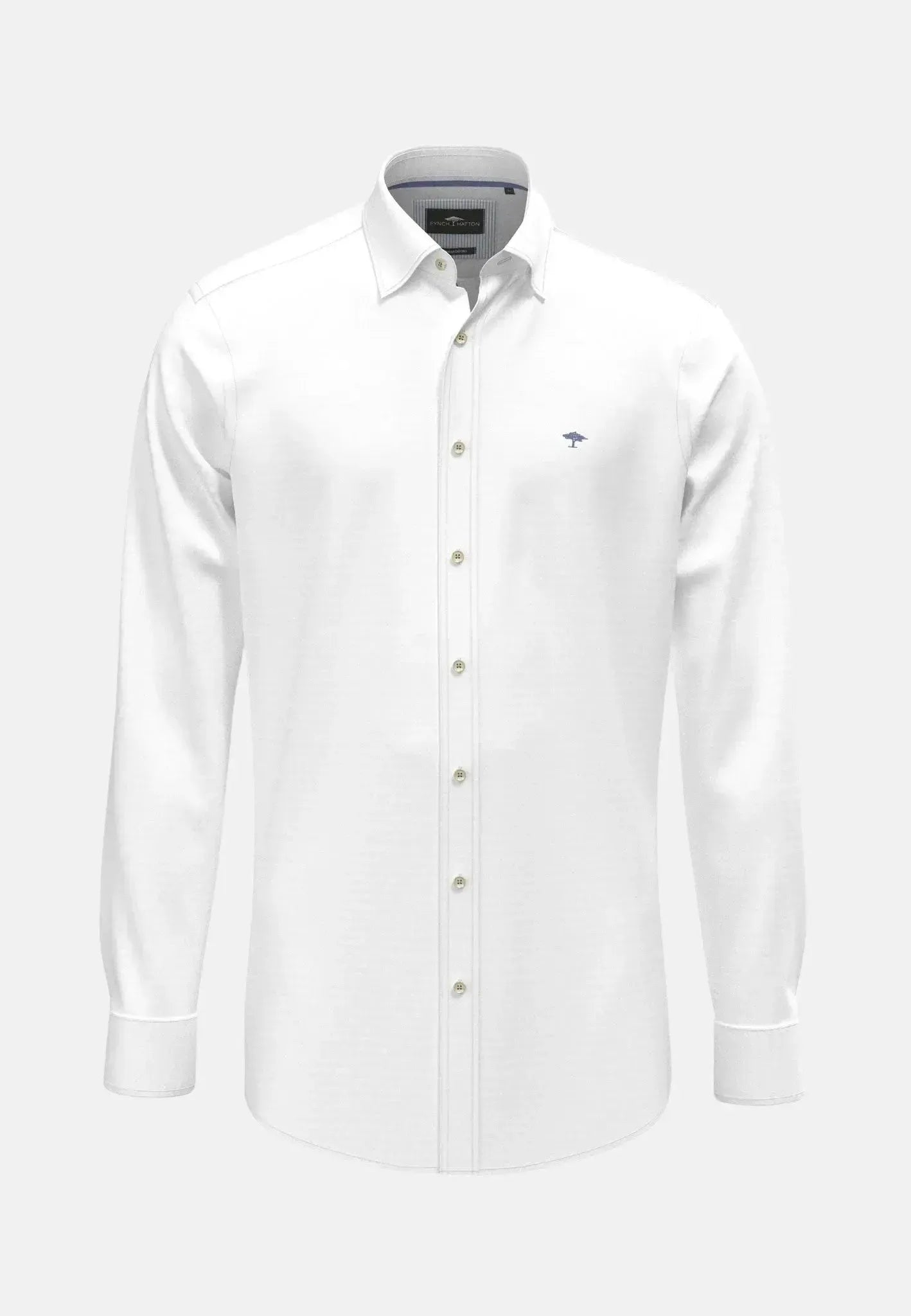 FYNCH-HATTON Washed Oxford Kent Collar Shirt White