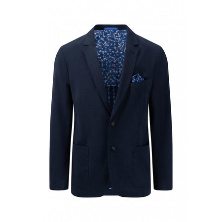 FYNCH-HATTON NAVY COTTON 2 BUTTON BLAZER