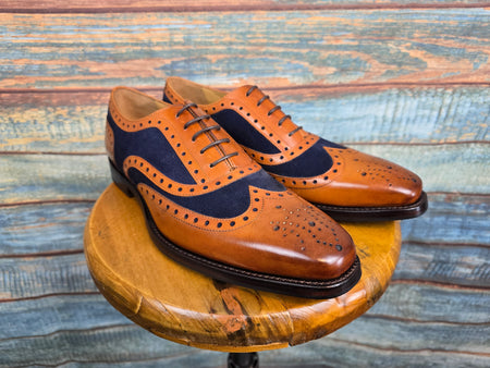 Barker Keiran - Cedar Calf with Navy Suede Brogue