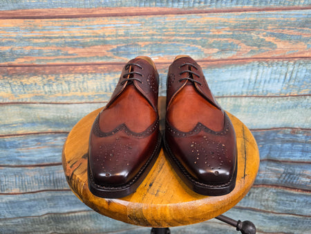 Barker George - Brown Hand Patina Wing Tip Brogue