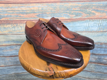 Barker George - Brown Hand Patina Wing Tip Brogue