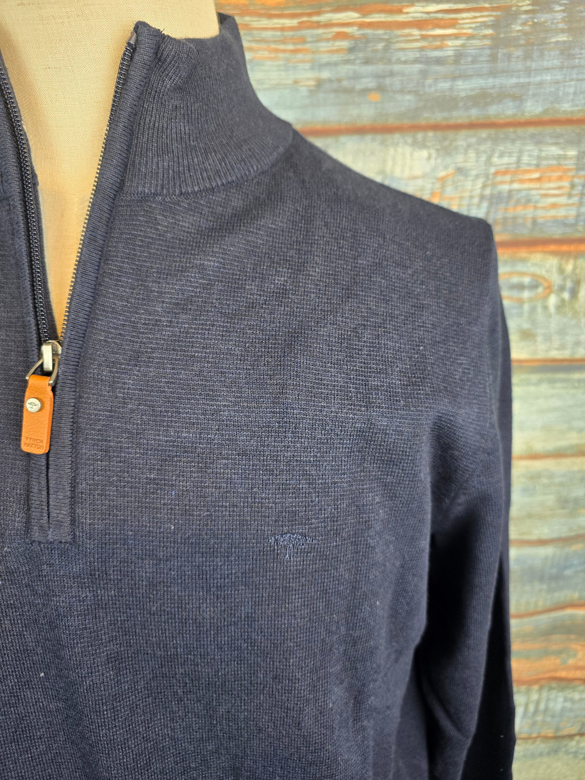 FYNCH HATTON Air Cotton 1/4 Zip Knit Top