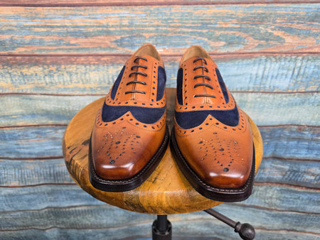 Barker Keiran - Cedar Calf with Navy Suede Brogue