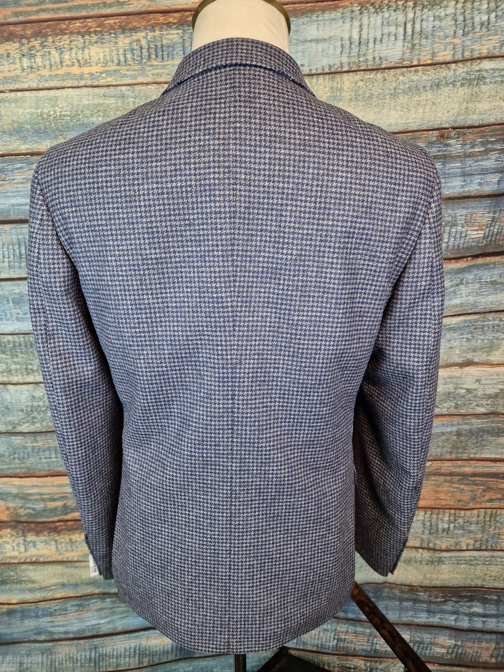 Remus Uomo Tapered fit Grey / Blue hounds tooth Jacket