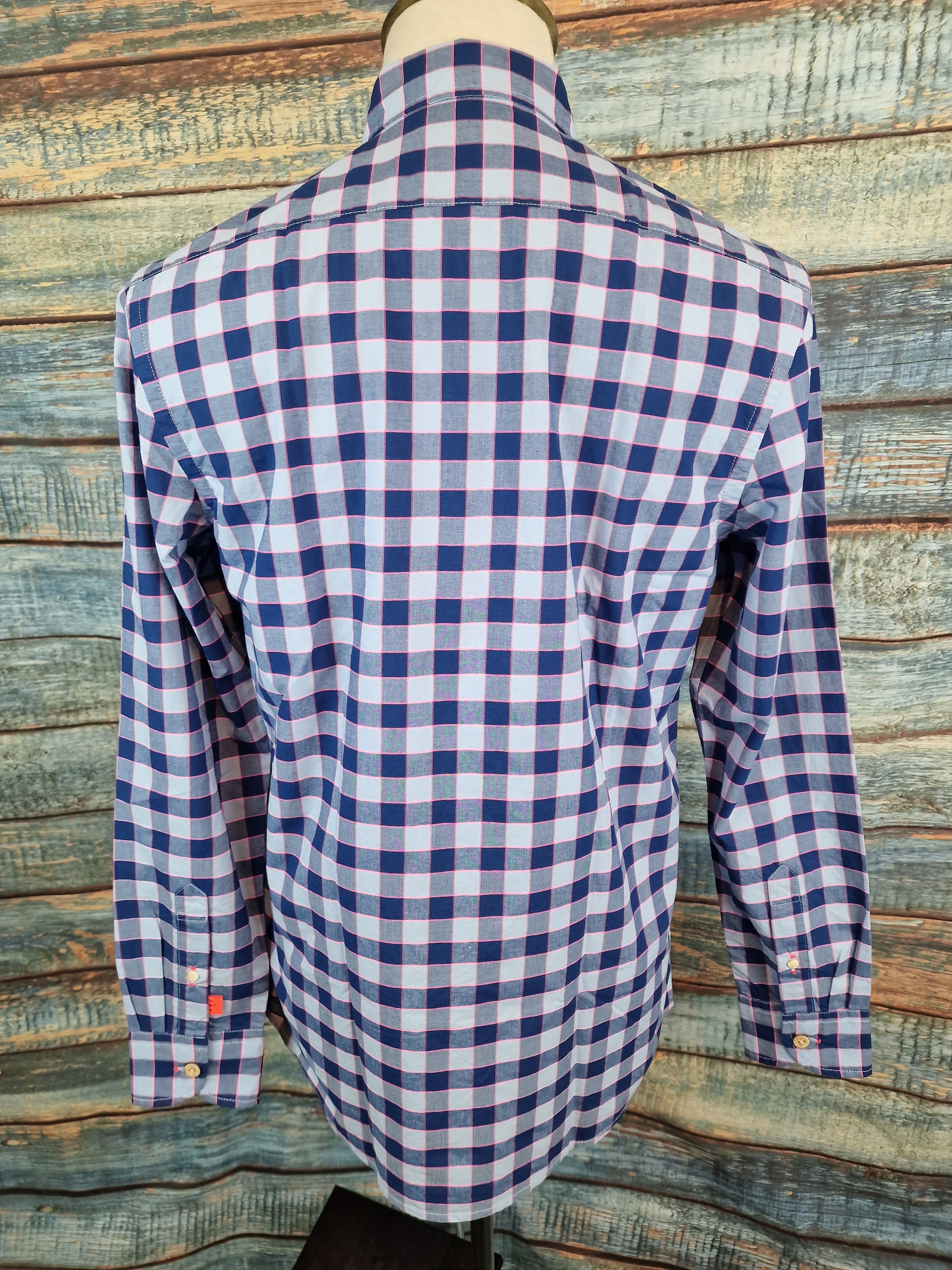 Scotch and Soda Regular Fit Blue and Pink Shirt
