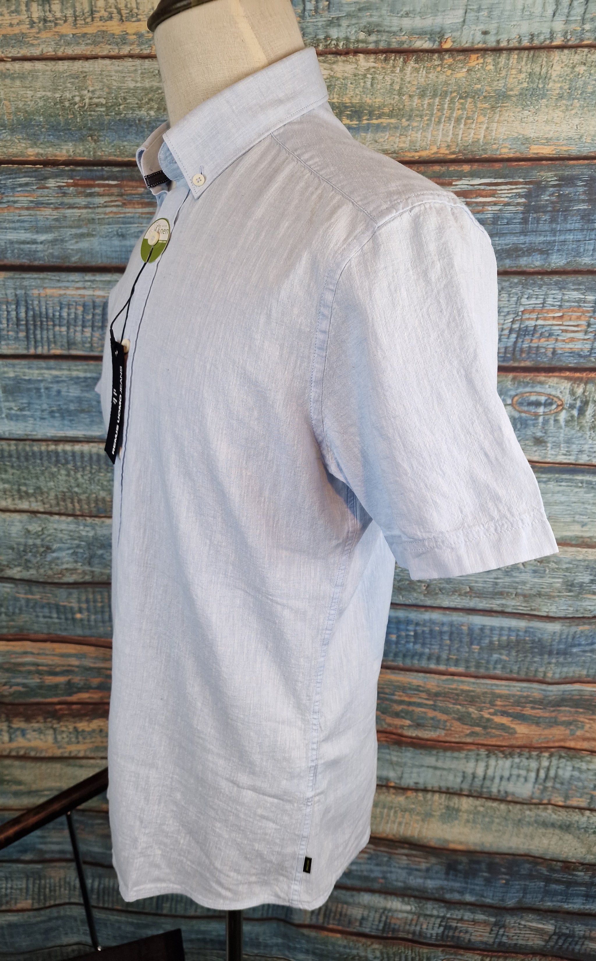 Remus Uomo Short Sleeve Cotton and Linen mix Shirt