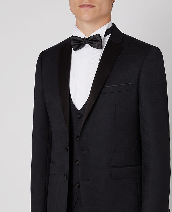 Remus Uomo Black Tapered Fit 3 piece Dinner Suit