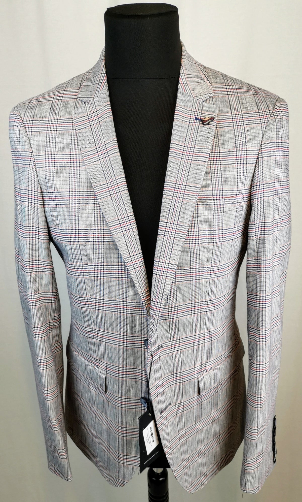 Remus Uomo Slim Fit linen blend Check Jacket