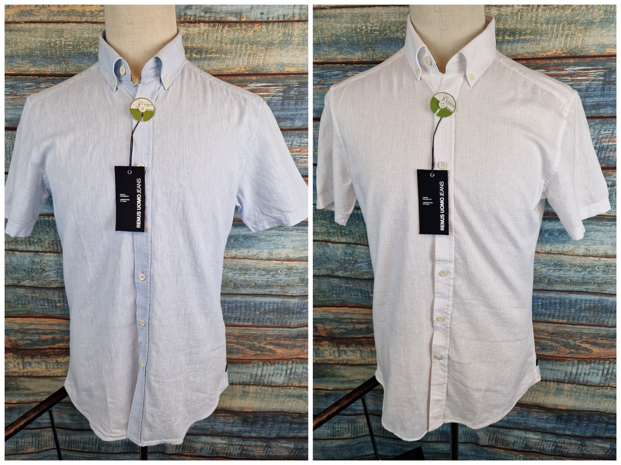 Remus Uomo Short Sleeve Cotton and Linen mix Shirt